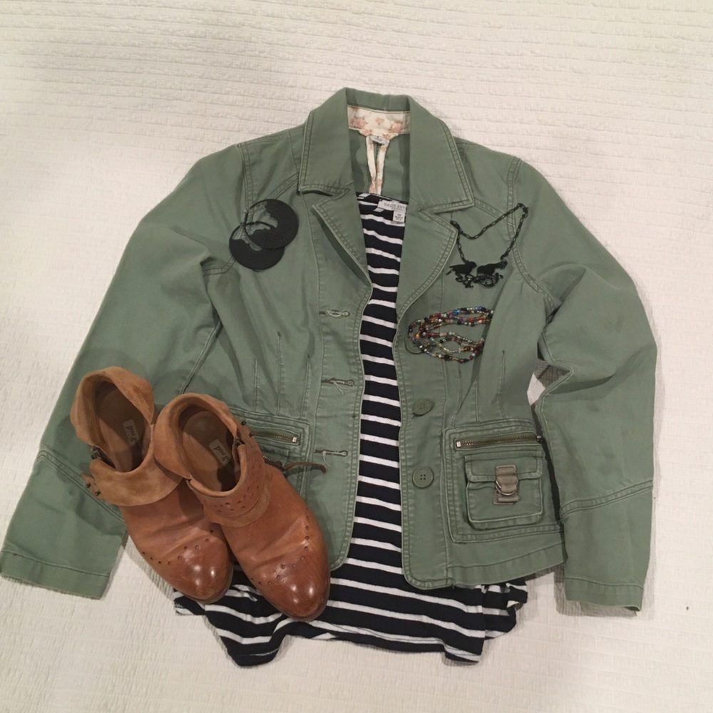 Vintage Military Green Denim Jacket S